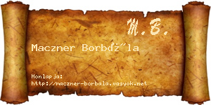 Maczner Borbála névjegykártya